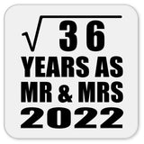 6th Anniversary Square Root of 36 Years As Mr & Mrs 2022 - Drink Coaster