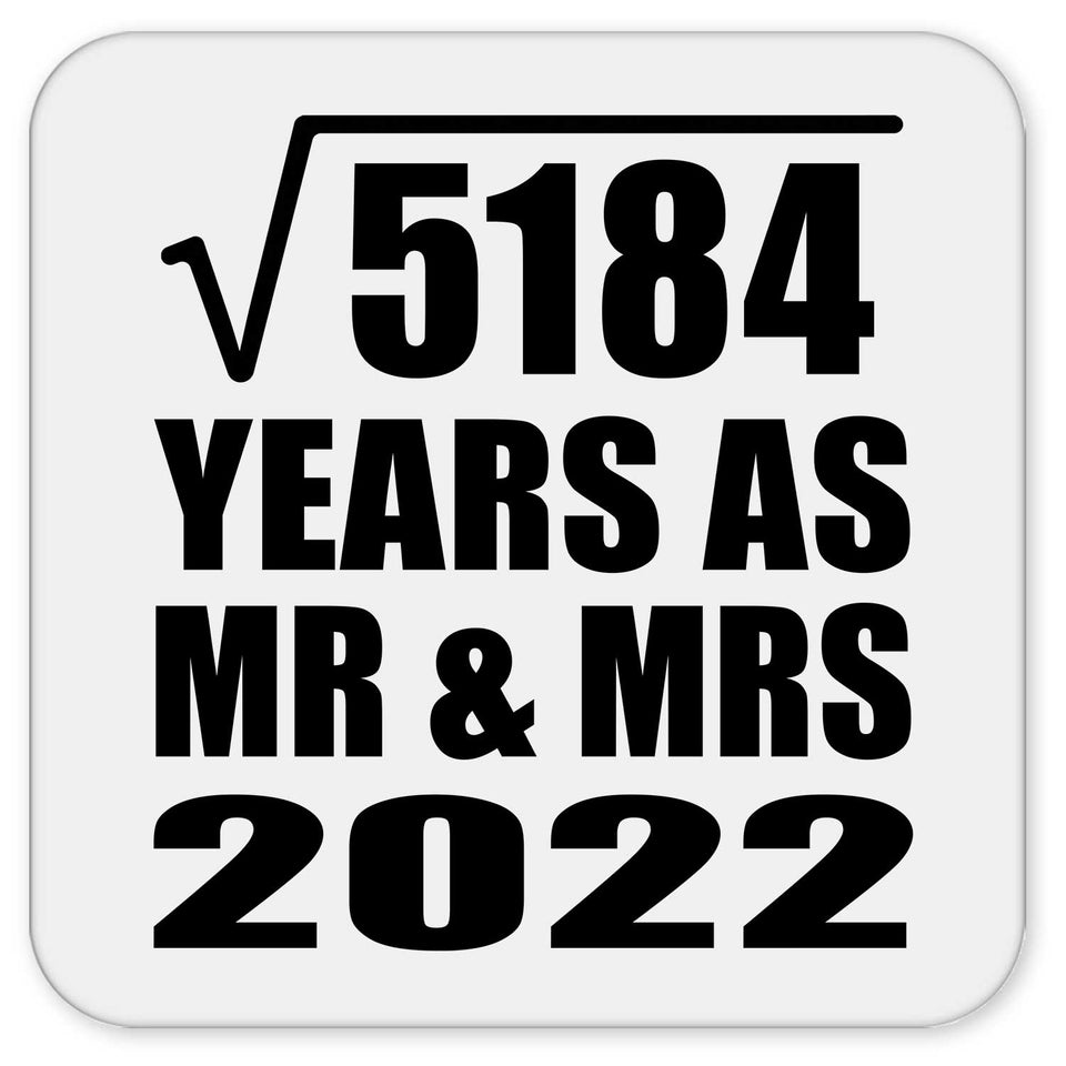 72nd Anniversary Square Root of 5184 Years As Mr & Mrs 2022 - Drink Coaster