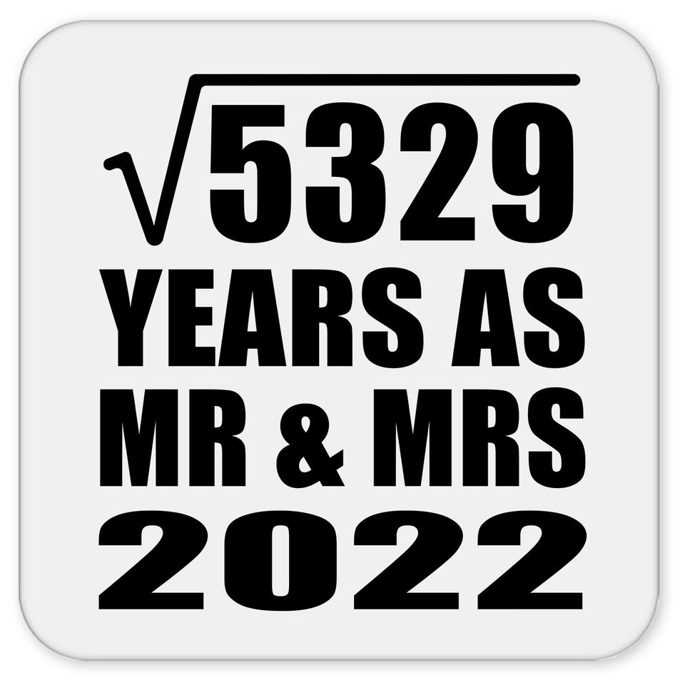 73rd Anniversary Square Root of 5329 Years As Mr & Mrs 2022 - Drink Coaster