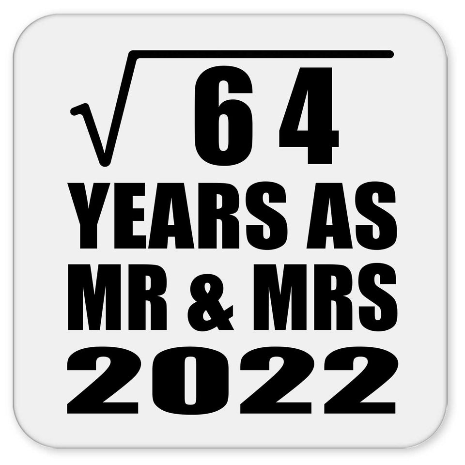 8th Anniversary Square Root of 64 Years As Mr & Mrs 2022 - Drink Coaster