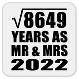 93rd Anniversary Square Root of 8649 Years As Mr & Mrs 2022 - Drink Coaster