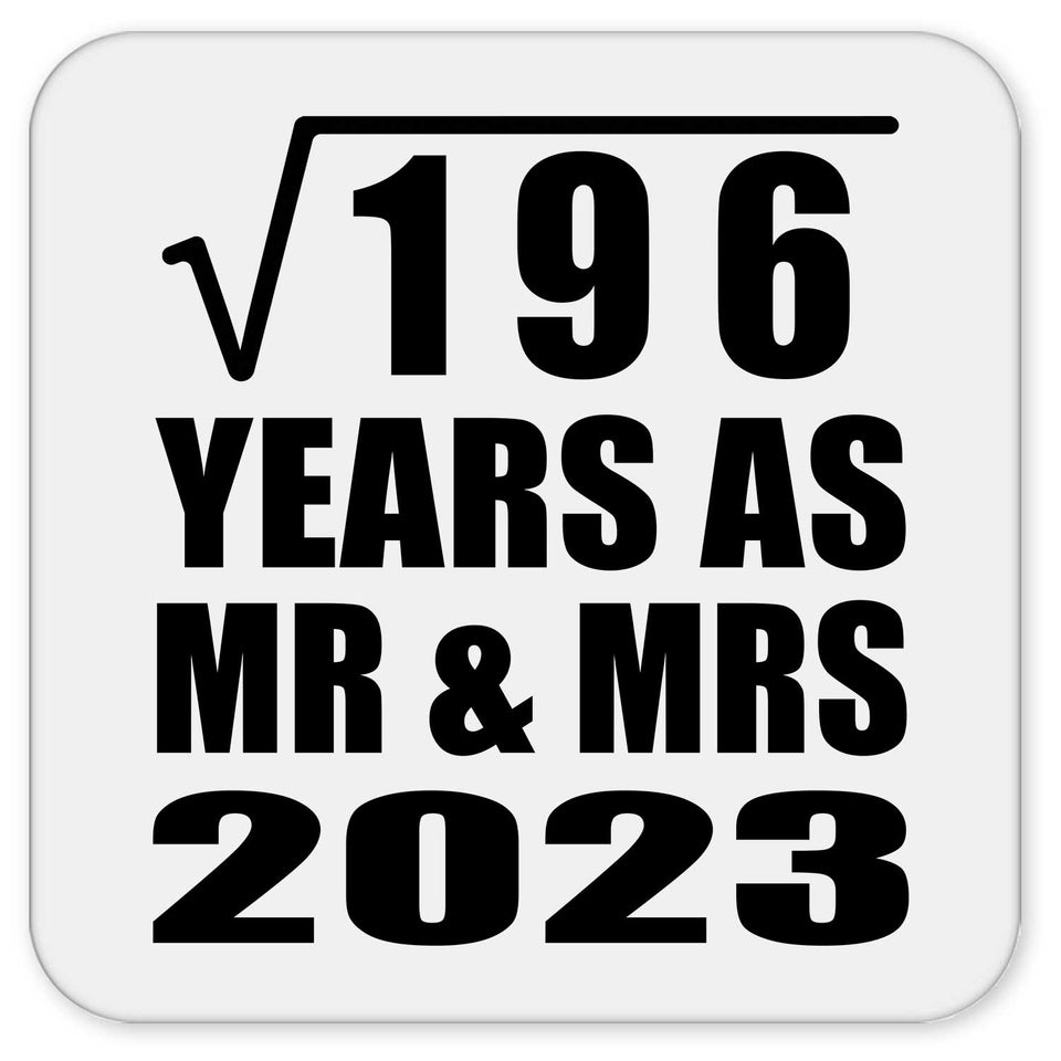 14th Anniversary Square Root of 196 Years As Mr & Mrs 2023 - Drink Coaster