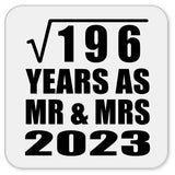 14th Anniversary Square Root of 196 Years As Mr & Mrs 2023 - Drink Coaster