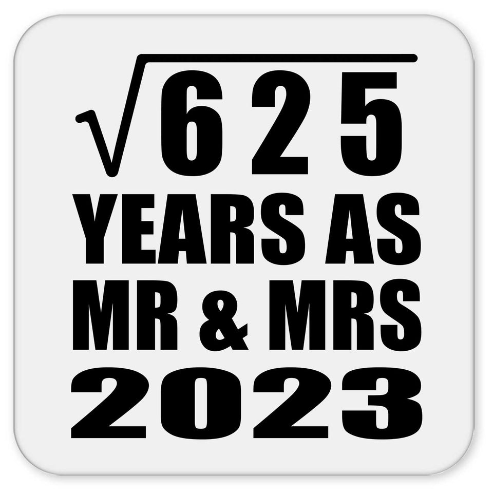 25th Anniversary Square Root of 625 Years As Mr & Mrs 2023 - Drink Coaster
