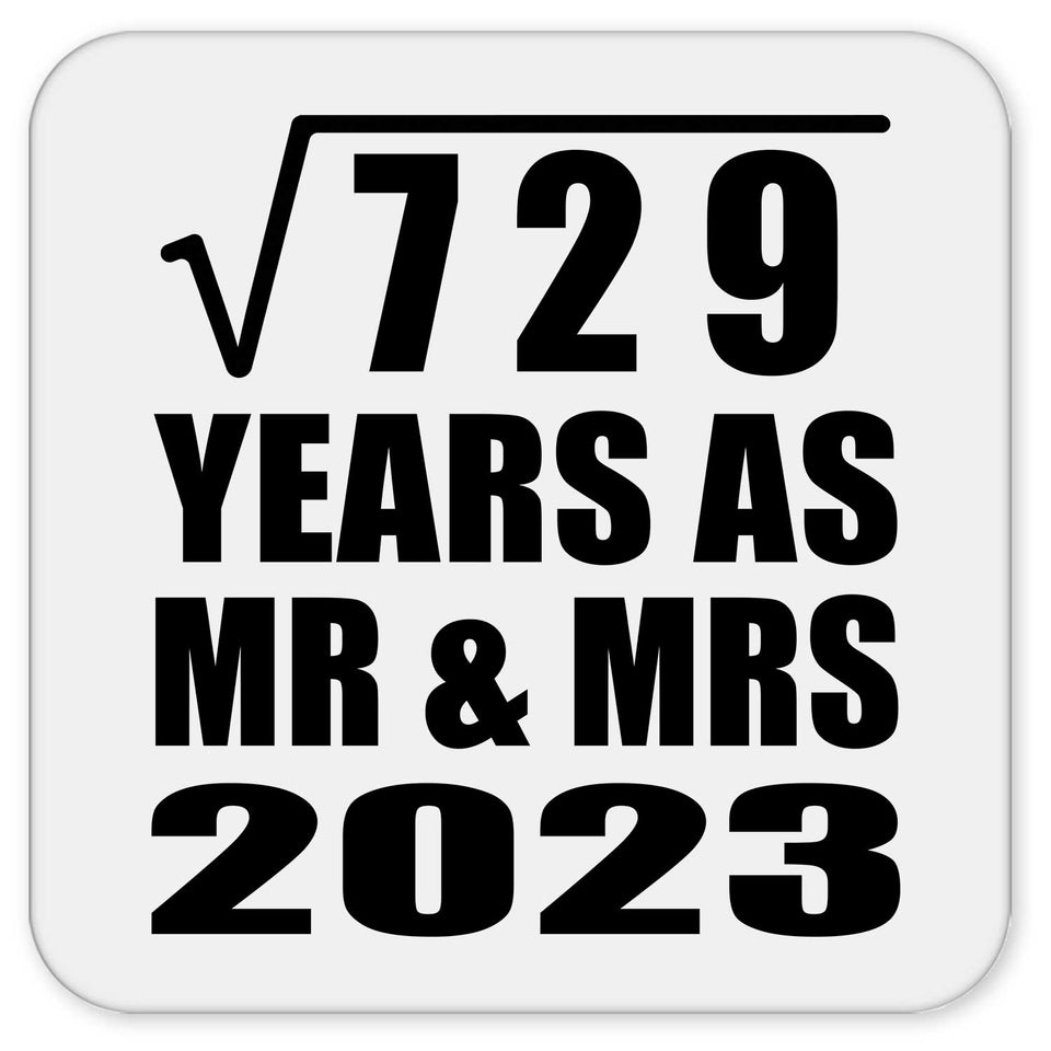 27th Anniversary Square Root of 729 Years As Mr & Mrs 2023 - Drink Coaster