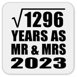 36th Anniversary Square Root of 1296 Years As Mr & Mrs 2023 - Drink Coaster