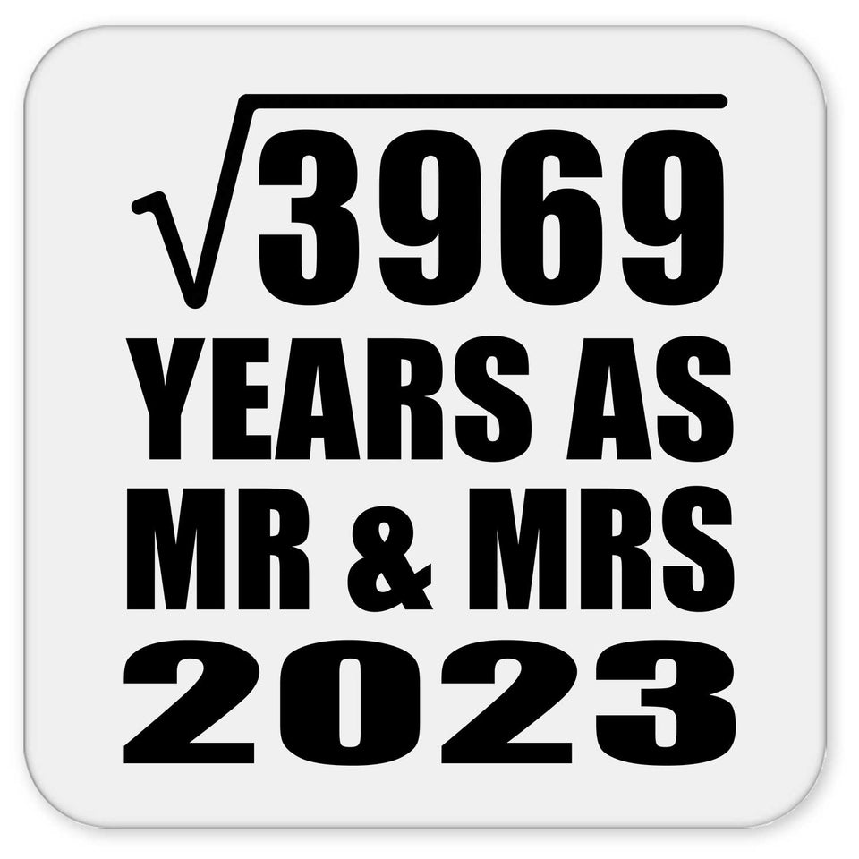 63rd Anniversary Square Root of 3969 Years As Mr & Mrs 2023 - Drink Coaster