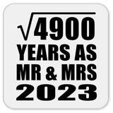 70th Anniversary Square Root of 4900 Years As Mr & Mrs 2023 - Drink Coaster
