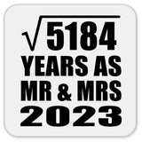 72nd Anniversary Square Root of 5184 Years As Mr & Mrs 2023 - Drink Coaster