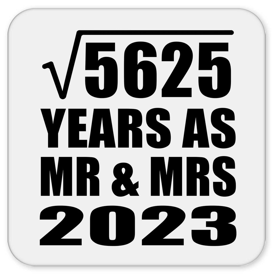 75th Anniversary Square Root of 5625 Years As Mr & Mrs 2023 - Drink Coaster