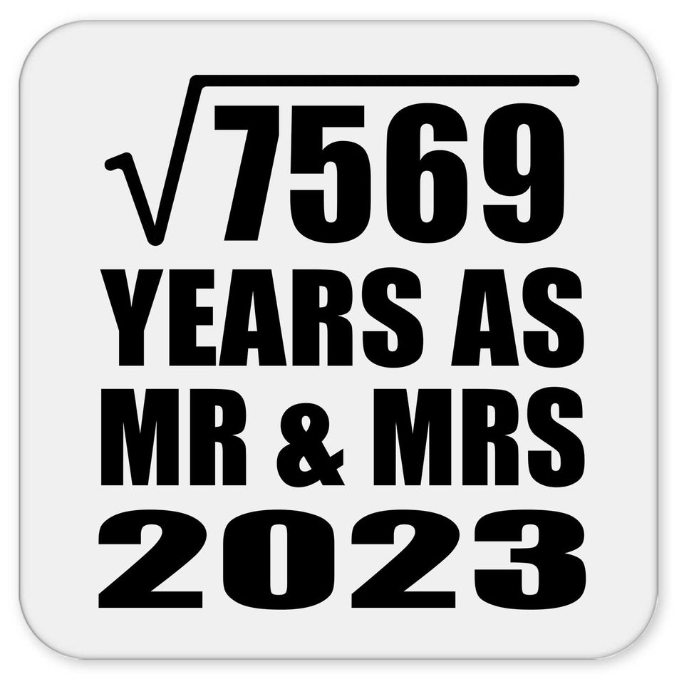 87th Anniversary Square Root of 7569 Years As Mr & Mrs 2023 - Drink Coaster