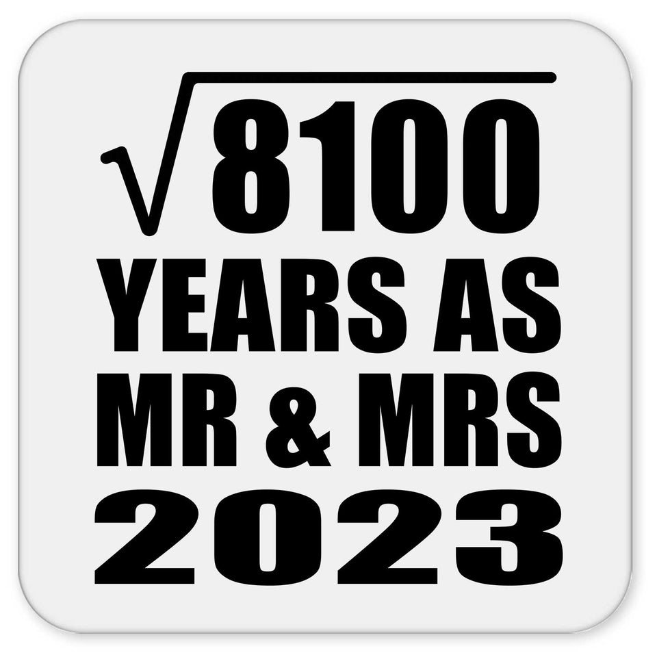 90th Anniversary Square Root of 8100 Years As Mr & Mrs 2023 - Drink Coaster