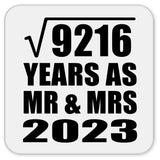 96th Anniversary Square Root of 9216 Years As Mr & Mrs 2023 - Drink Coaster