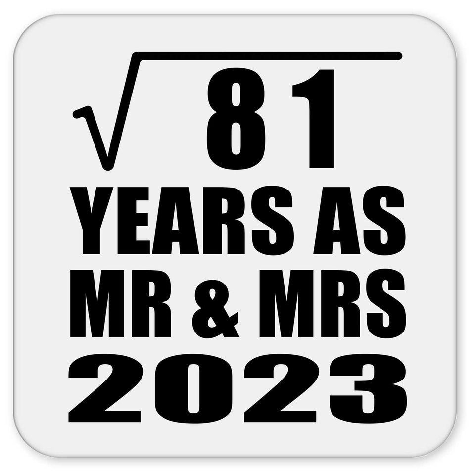 9th Anniversary Square Root of 81 Years As Mr & Mrs 2023 - Drink Coaster