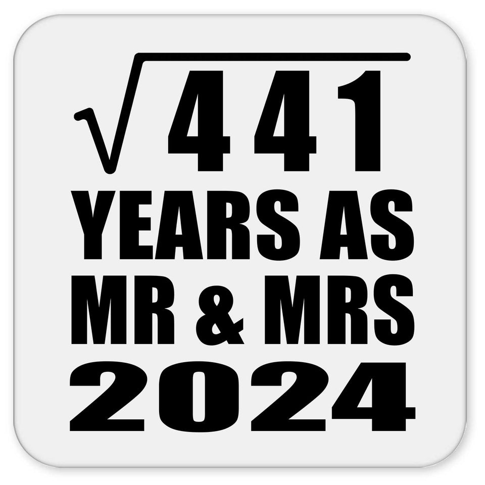21st Anniversary Square Root of 441 Years As Mr & Mrs 2024 - Drink Coaster