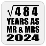 22nd Anniversary Square Root of 484 Years As Mr & Mrs 2024 - Drink Coaster