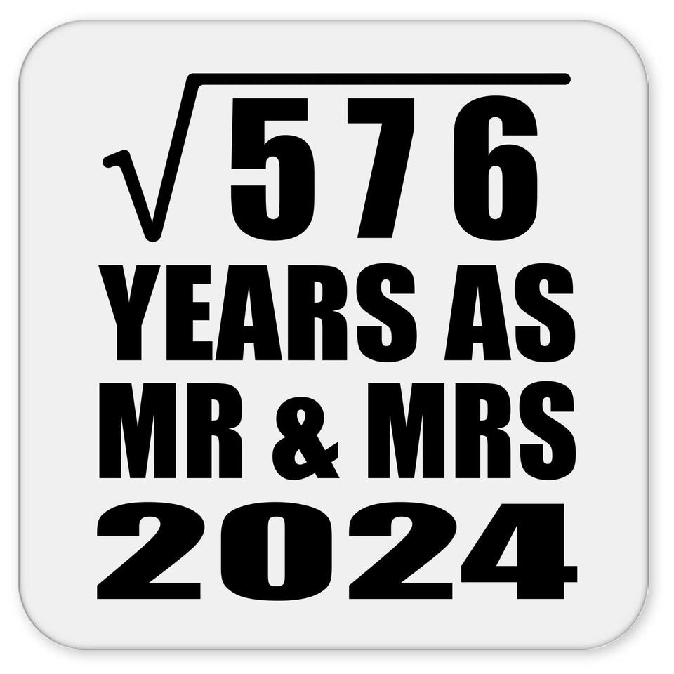 24th Anniversary Square Root of 576 Years As Mr & Mrs 2024 - Drink Coaster