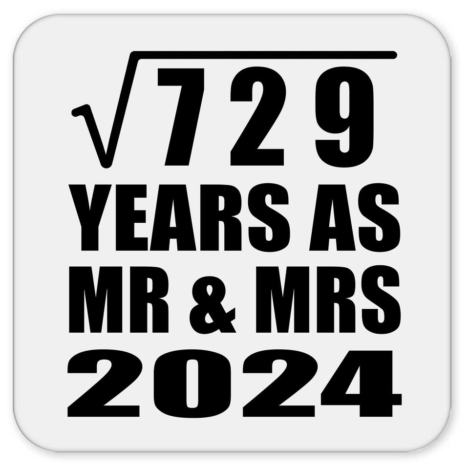 27th Anniversary Square Root of 729 Years As Mr & Mrs 2024 - Drink Coaster