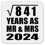 29th Anniversary Square Root of 841 Years As Mr & Mrs 2024 - Drink Coaster
