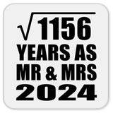 34th Anniversary Square Root of 1156 Years As Mr & Mrs 2024 - Drink Coaster