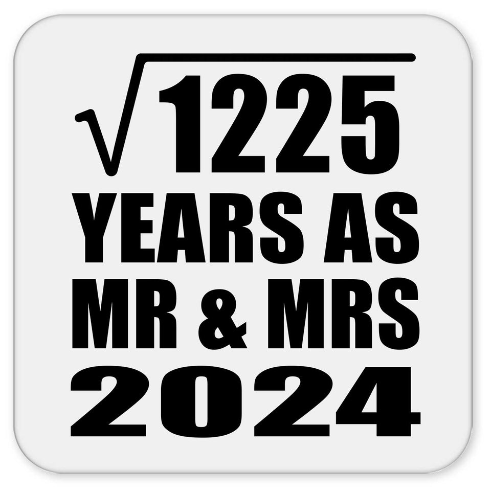 35th Anniversary Square Root of 1225 Years As Mr & Mrs 2024 - Drink Coaster