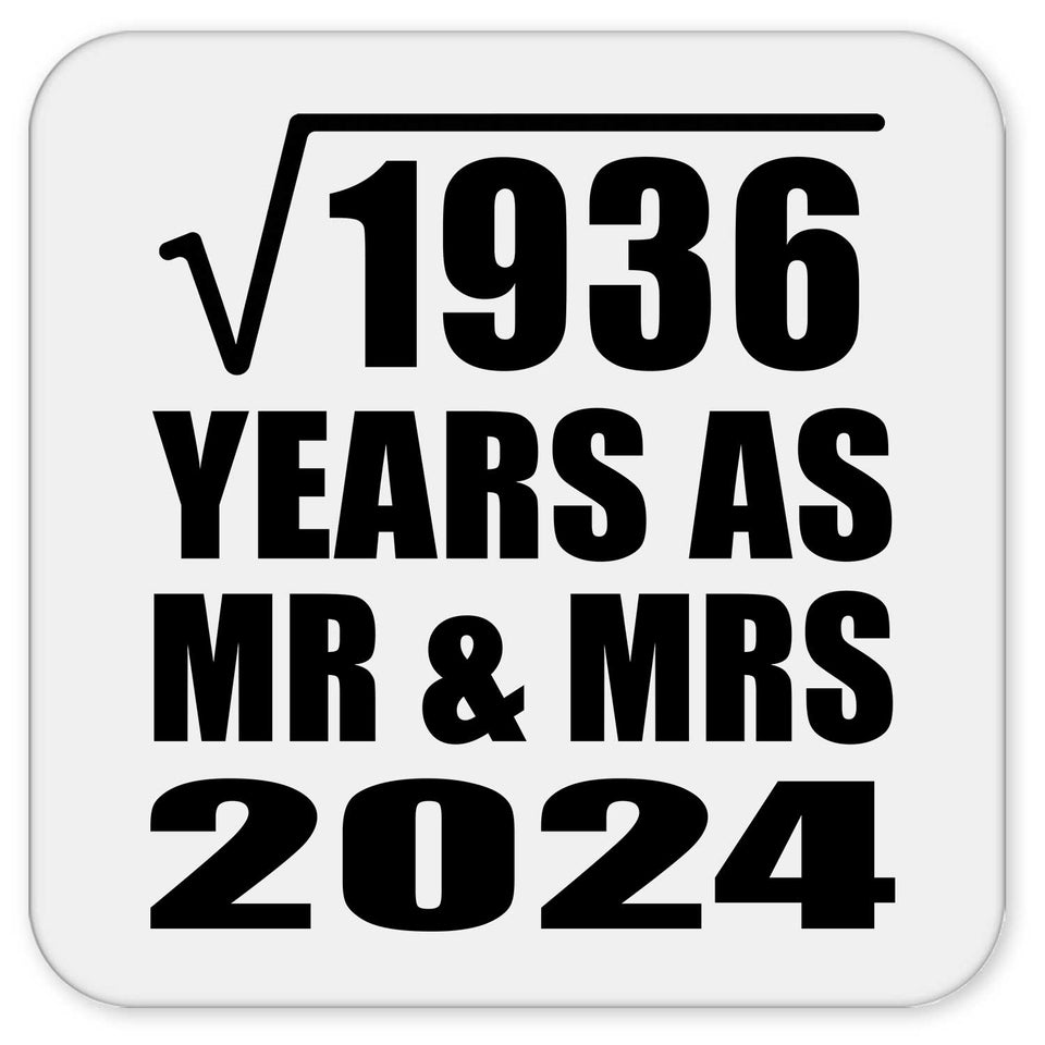 44th Anniversary Square Root of 1936 Years As Mr & Mrs 2024 - Drink Coaster