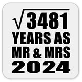 59th Anniversary Square Root of 3481 Years As Mr & Mrs 2024 - Drink Coaster