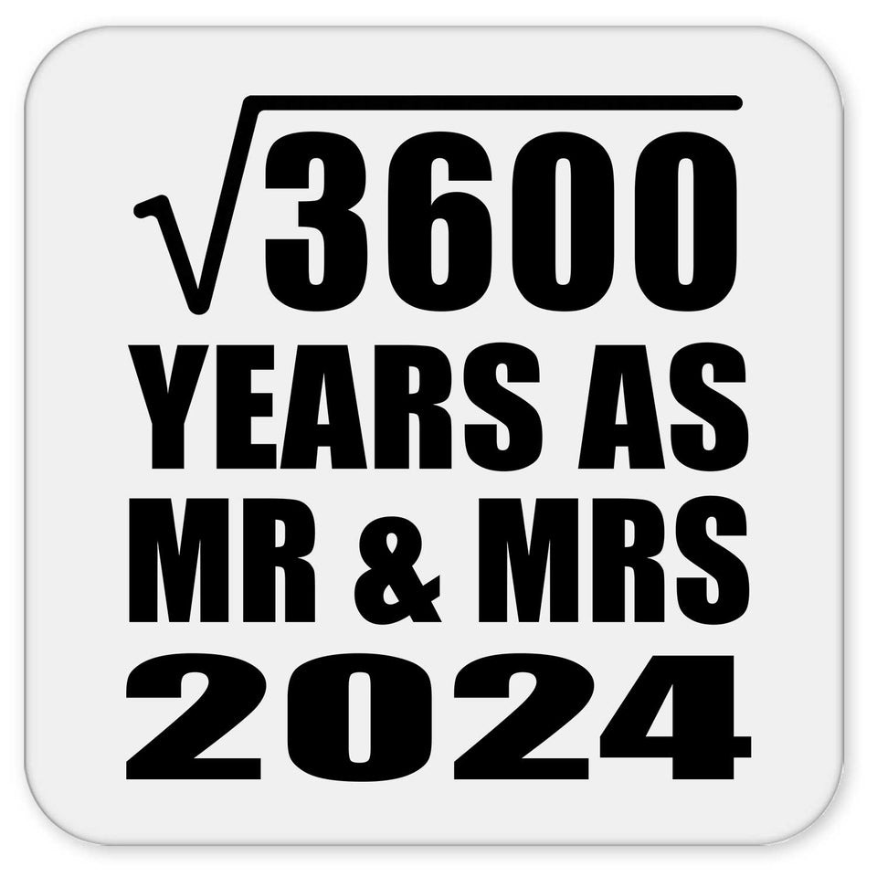 60th Anniversary Square Root of 3600 Years As Mr & Mrs 2024 - Drink Coaster
