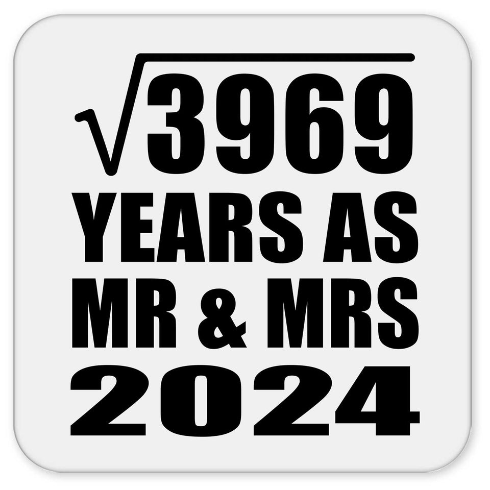 63rd Anniversary Square Root of 3969 Years As Mr & Mrs 2024 - Drink Coaster