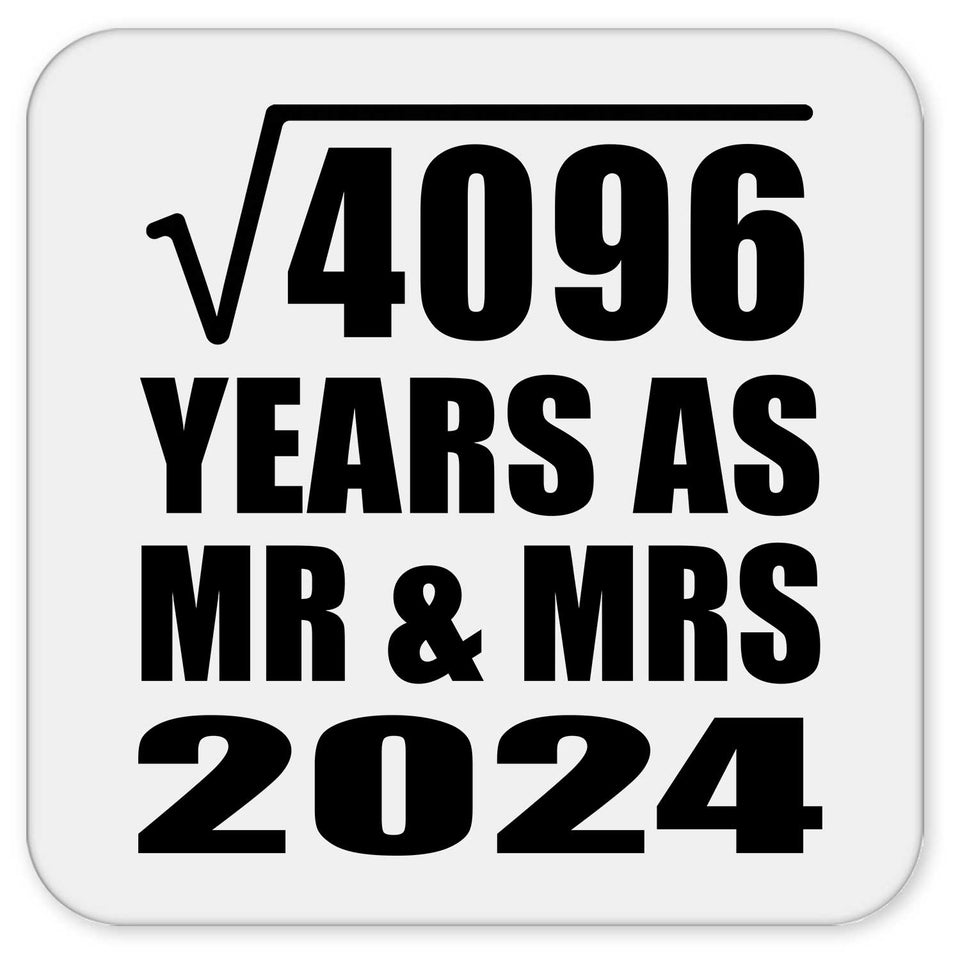 64th Anniversary Square Root of 4096 Years As Mr & Mrs 2024 - Drink Coaster
