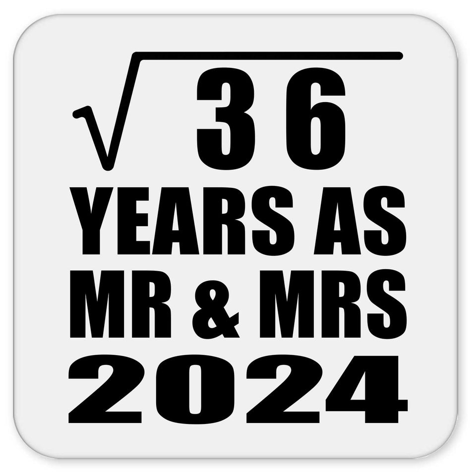 6th Anniversary Square Root of 36 Years As Mr & Mrs 2024 - Drink Coaster