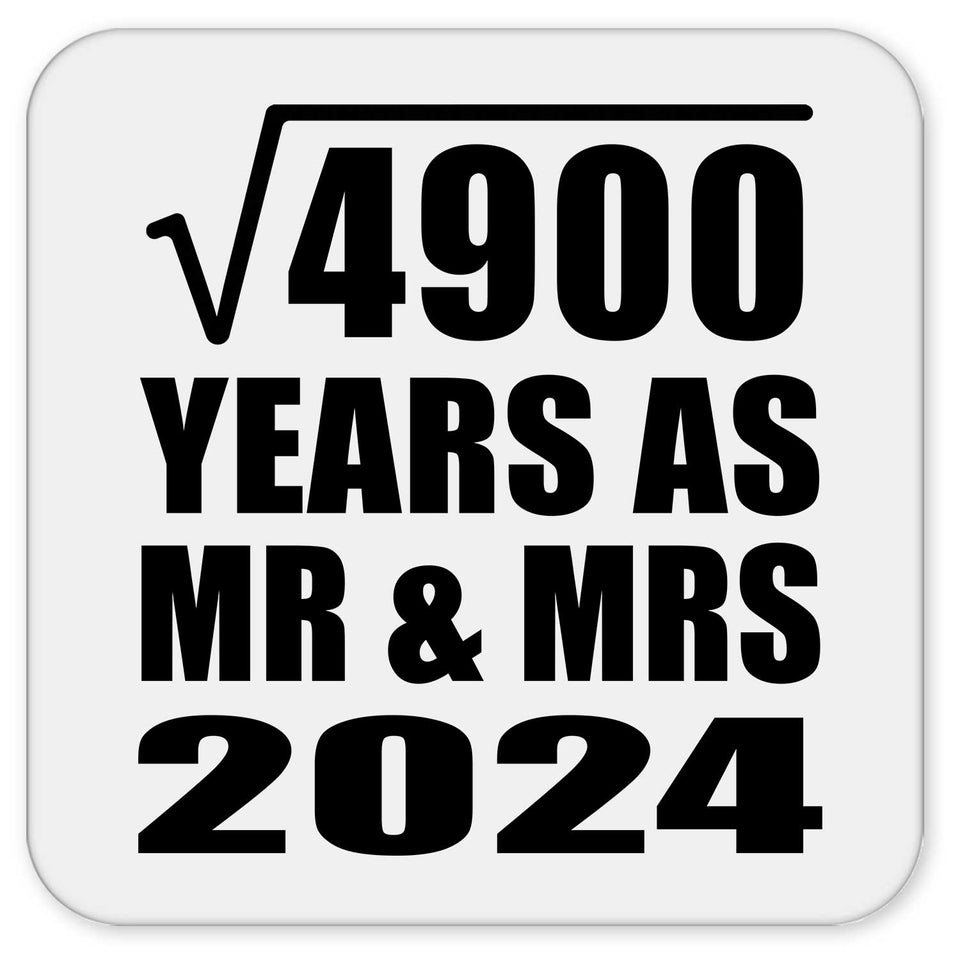 70th Anniversary Square Root of 4900 Years As Mr & Mrs 2024 - Drink Coaster