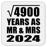 70th Anniversary Square Root of 4900 Years As Mr & Mrs 2024 - Drink Coaster