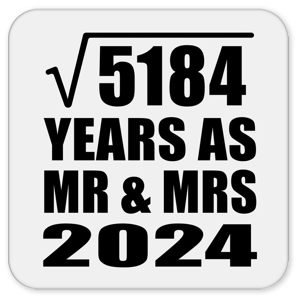 72nd Anniversary Square Root of 5184 Years As Mr & Mrs 2024 - Drink Coaster