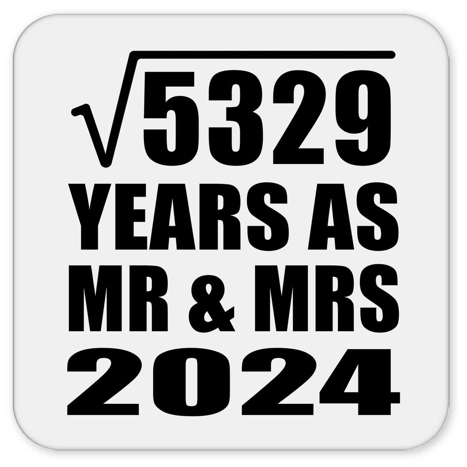 73rd Anniversary Square Root of 5329 Years As Mr & Mrs 2024 - Drink Coaster