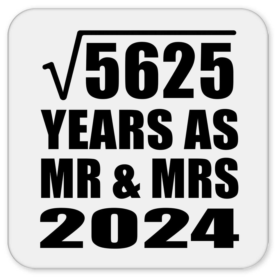 75th Anniversary Square Root of 5625 Years As Mr & Mrs 2024 - Drink Coaster