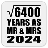 80th Anniversary Square Root of 6400 Years As Mr & Mrs 2024 - Drink Coaster