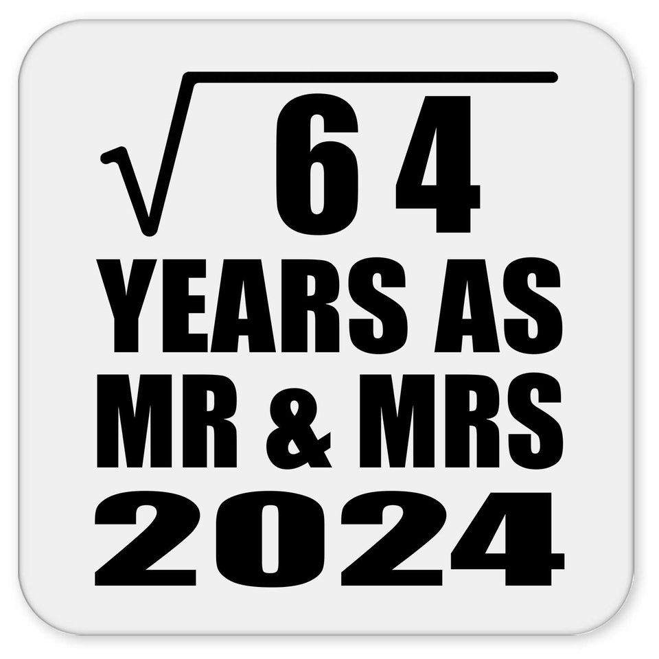 8th Anniversary Square Root of 64 Years As Mr & Mrs 2024 - Drink Coaster