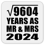 98th Anniversary Square Root of 9604 Years As Mr & Mrs 2024 - Drink Coaster