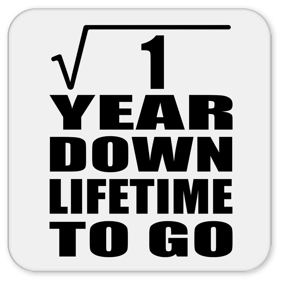 1st Anniversary Square Root of 1 Year Lifetime To Go - Drink Coaster