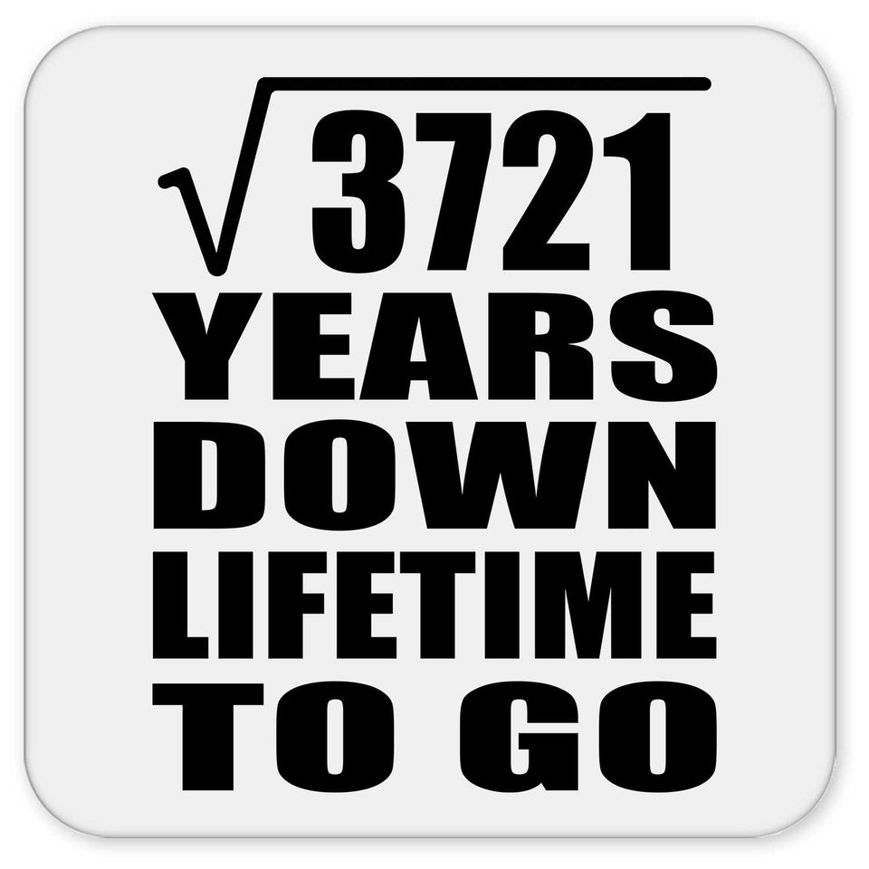 61st Anniversary Square Root of 3721 Years Lifetime To Go - Drink Coaster