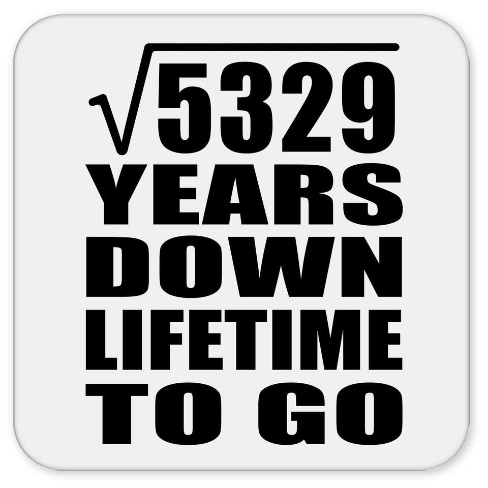 73rd Anniversary Square Root of 5329 Years Lifetime To Go - Drink Coaster