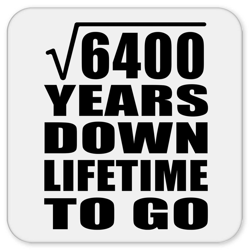 80th Anniversary Square Root of 6400 Years Lifetime To Go - Drink Coaster