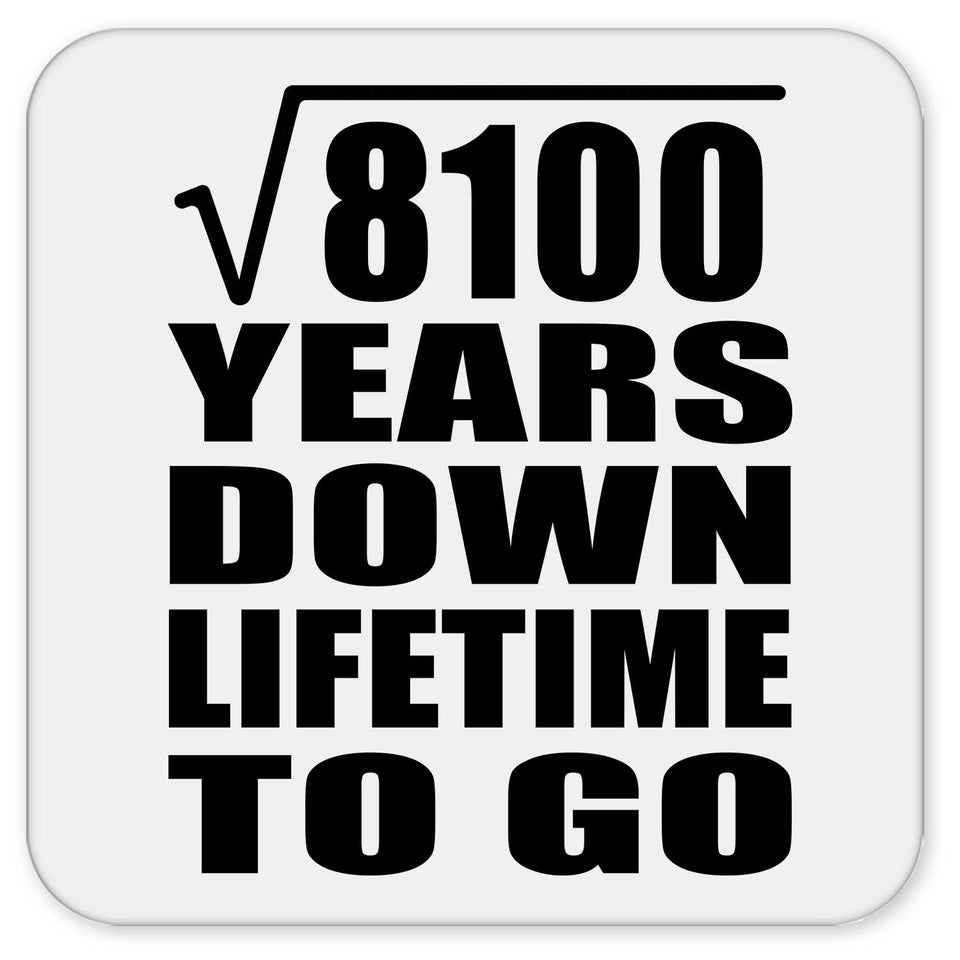 90th Anniversary Square Root of 8100 Years Lifetime To Go - Drink Coaster