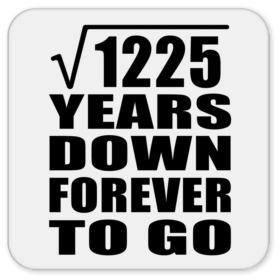 35th Anniversary Square Root of 1225 Years Down Forever To Go - Drink Coaster