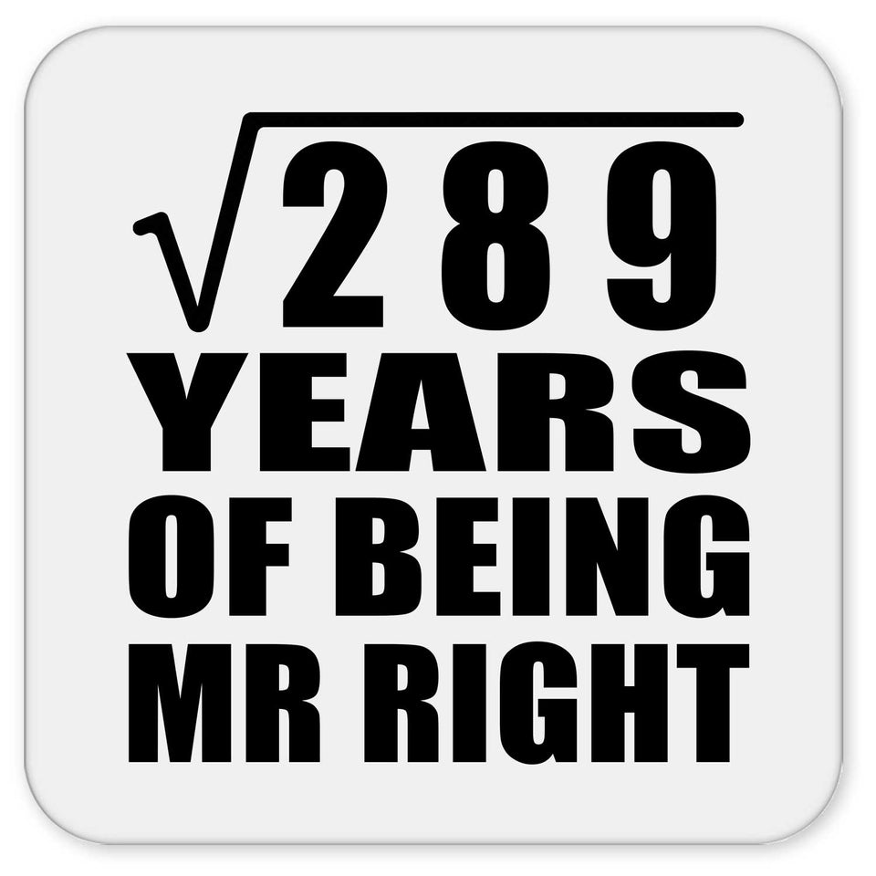 17th Anniversary Square Root of 289 Years of Being Mr Right - Drink Coaster