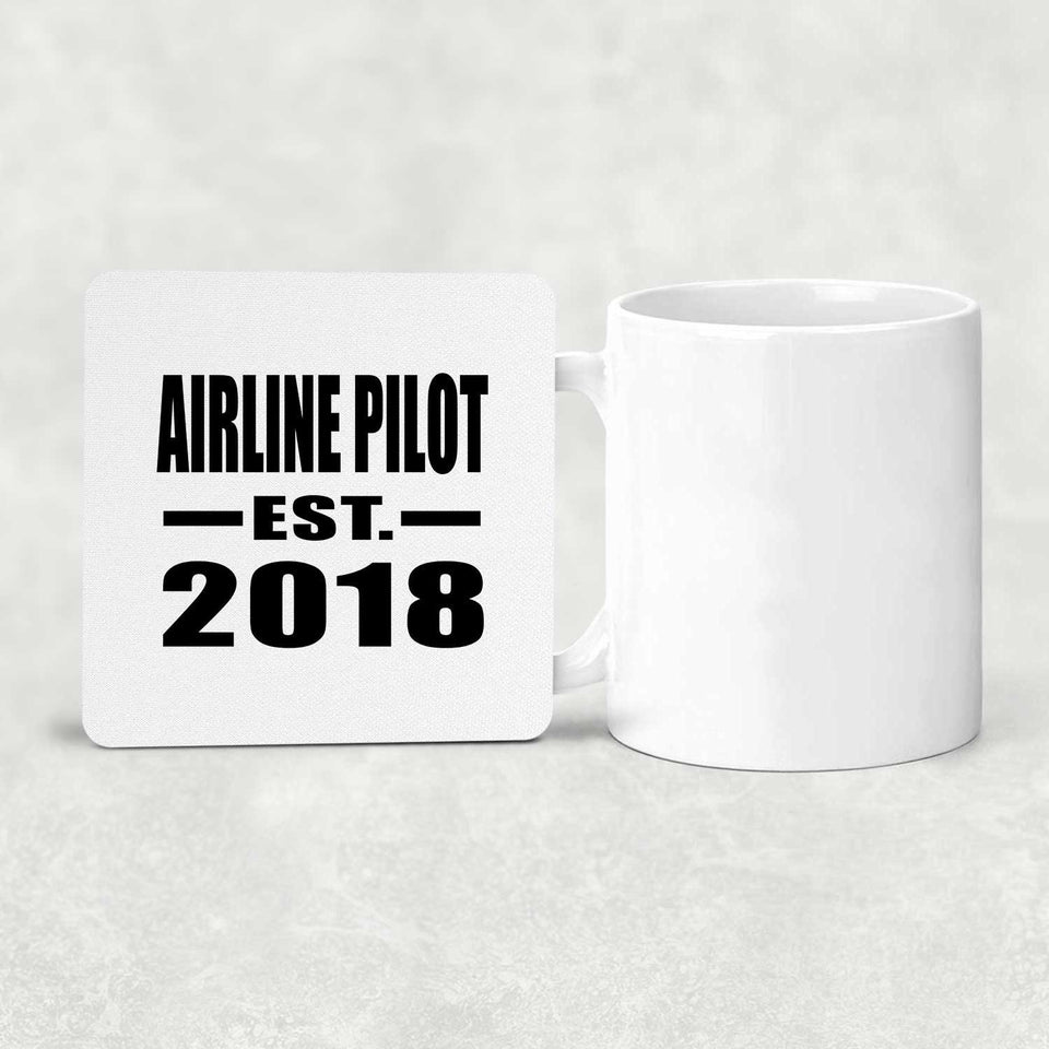 Airline Pilot Established EST. 2018 - Drink Coaster