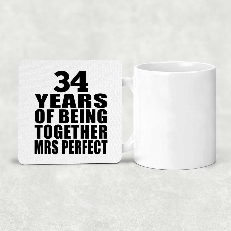 34th Anniversary 34 Years Of Being Mrs Perfect - Drink Coaster