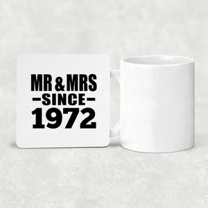 52nd Anniversary Mr & Mrs Since 1972 - Drink Coaster