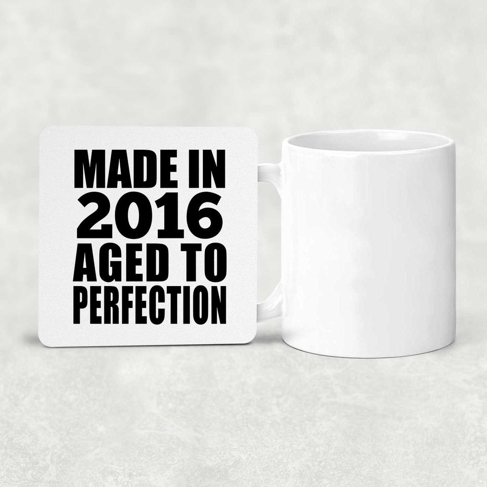 8th Birthday Made In 2016 Aged to Perfection - Drink Coaster